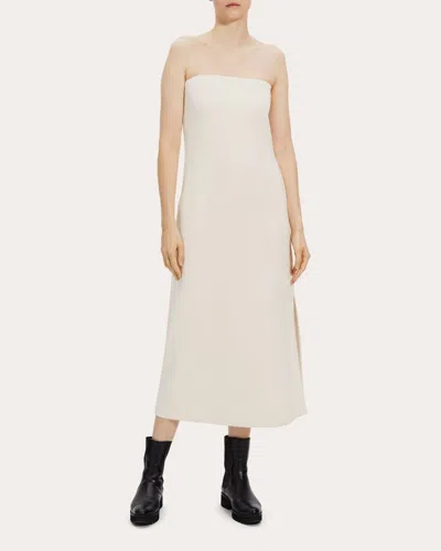 Theory Strapless Midi Dress In White