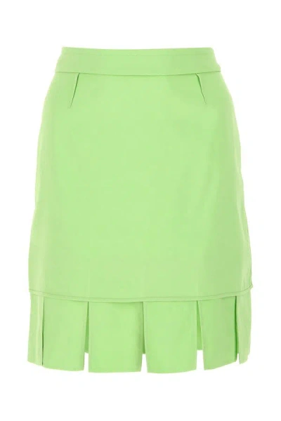 Bottega Veneta Pastel Green Stretch Viscose Miniskirt In Green