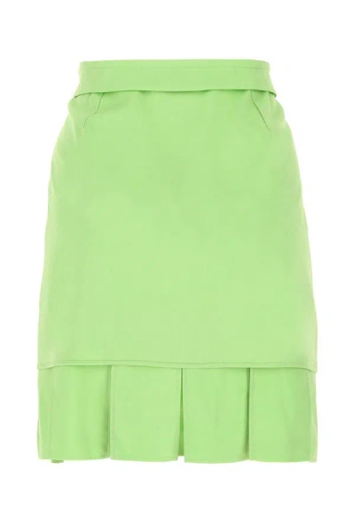 Bottega Veneta Pastel Green Stretch Viscose Miniskirt In Green