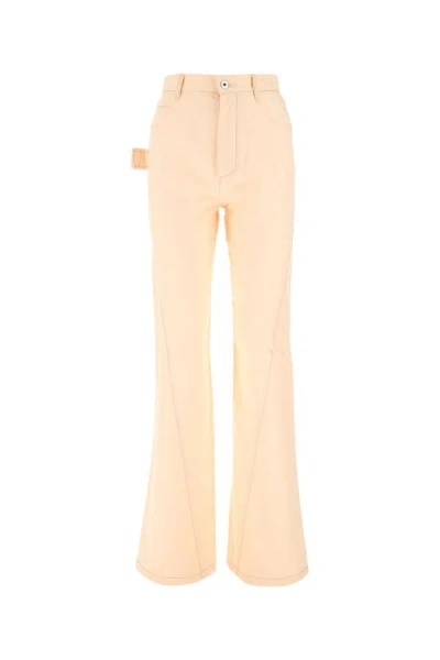 Bottega Veneta Peach Cotton Wide Leg Pant In Orange