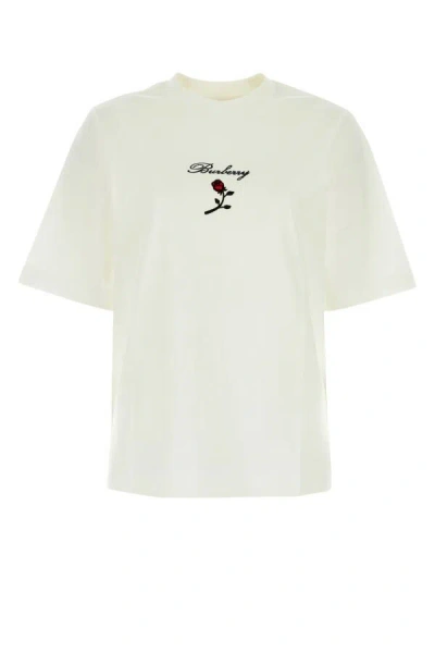 Burberry Crew Neck Floral Motif Short Sleeves T-shirt In White