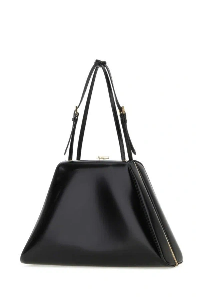 Prada Adjustable Handles Structured Leather Tote In Black