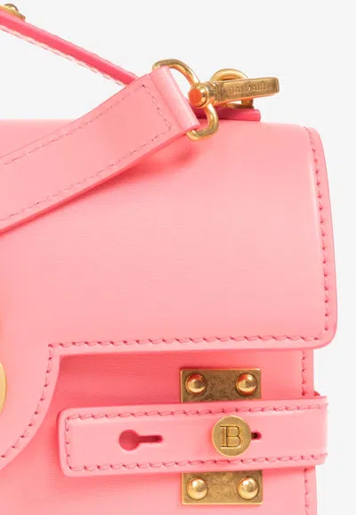 Shop Balmain B-buzz 24 Leather Crossbody Bag In Pink
