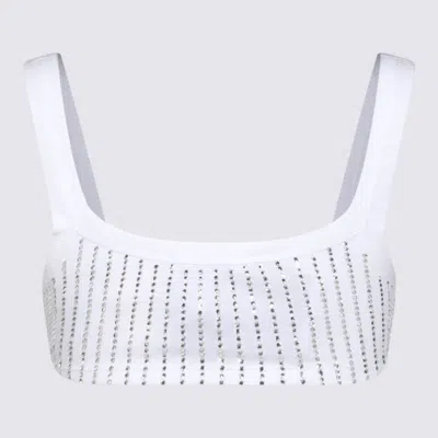 Shop Attico The  White Cotton Top In White/crystal