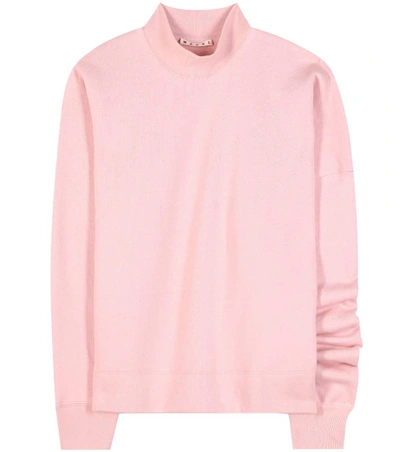 Marni Asymmetrical Cotton Sweatshirt In Pink