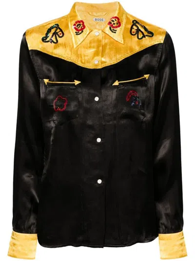 Bode Sequin Rodeo Shirt In Gold Black