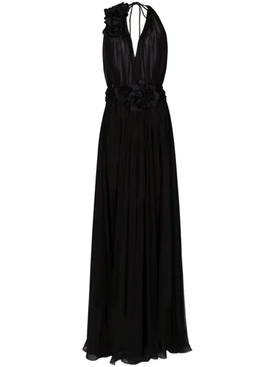 Shop Dolce & Gabbana Silk Long Dress In Black