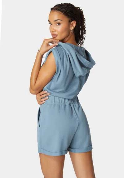 Bebe Sleeveless Bold Shoulder Hoodie Romper In Set Sail