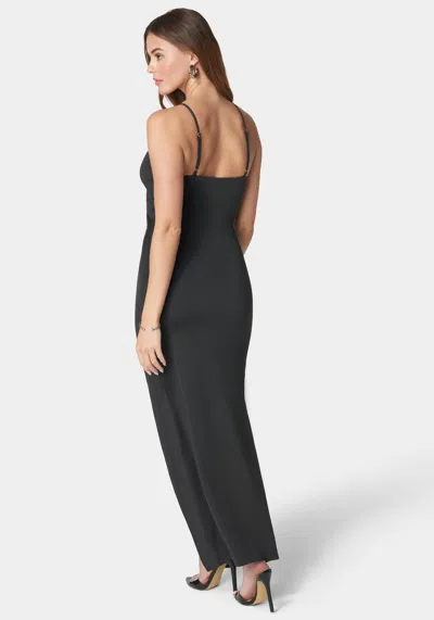 Bebe Cutout Textured Slinky Knit Dress In Jet Black