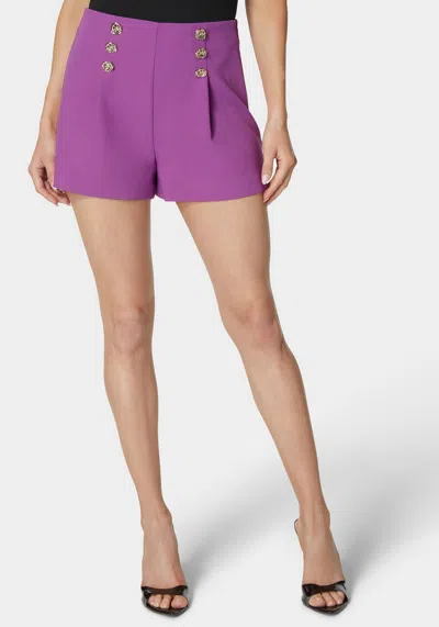 Bebe High Waist Button Detail Flared Shorts In Dahlia