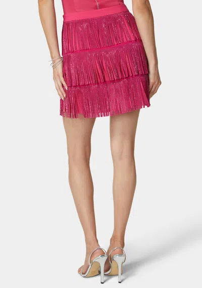Bebe Embellished Fringe Skirt In Cabaret