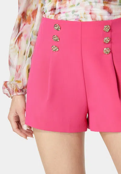 Bebe High Waist Button Detail Flared Shorts In Cabaret