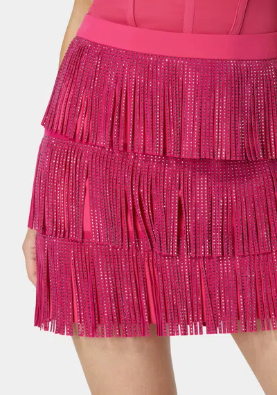 Bebe Embellished Fringe Skirt In Cabaret