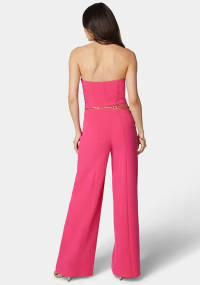 Bebe Scoop Neck Belted Palazzo Leg Jumpsuit In Cabaret