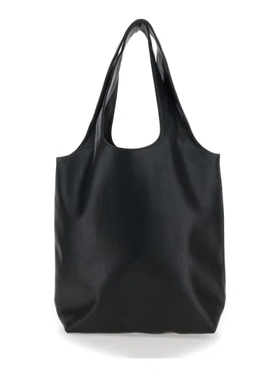 Shop Apc Black Tote Bag With  Logo Print In Faux Leather Woman