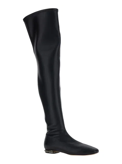 Casadei Galaxy Over The Knee Flat Boots In Black