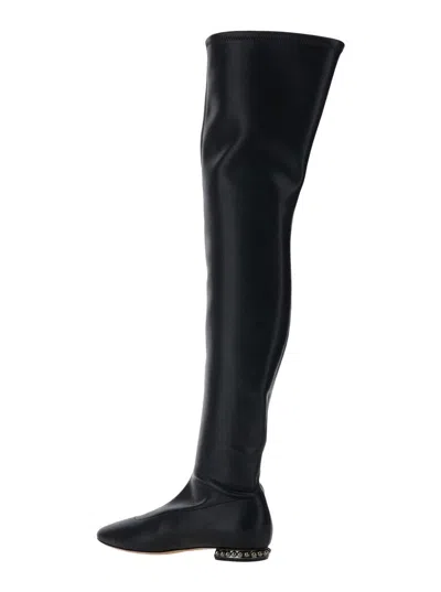 Casadei Galaxy Over The Knee Flat Boots In Black