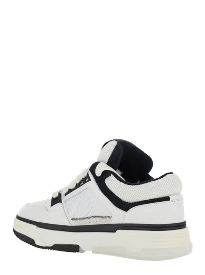 Shop Amiri White And Black Chunky Sneakers With Logo Detail In Leather And Mixed Tech Fabrics Man