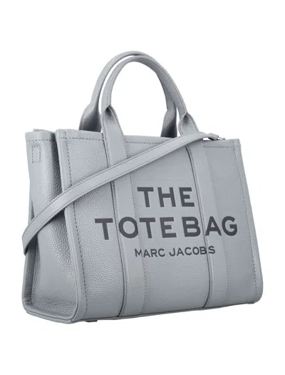 Shop Marc Jacobs The Leather Medium Tote Bag In Wolf Grey
