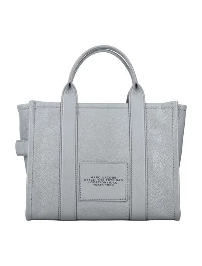 Shop Marc Jacobs The Leather Medium Tote Bag In Wolf Grey