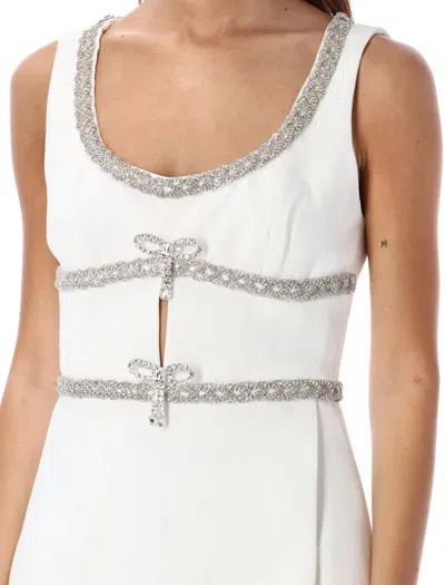 Shop Self-portrait Diamante Bow Mini Dress In White