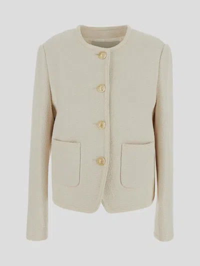 Shop Dunst Classic Boucle Tweed Jacket In Beige