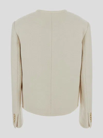 Shop Dunst Classic Boucle Tweed Jacket In Beige