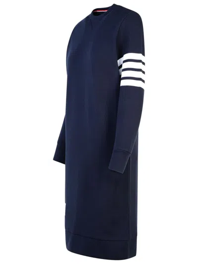 Shop Thom Browne '4-bar' Navy Cotton Dress In Blue