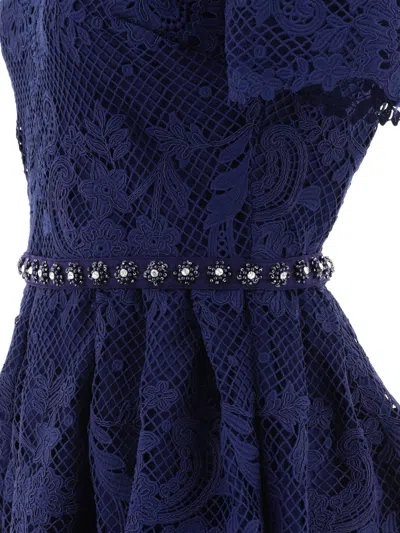 Self-portrait Guipure-lace Embellished Dress In 蓝色的