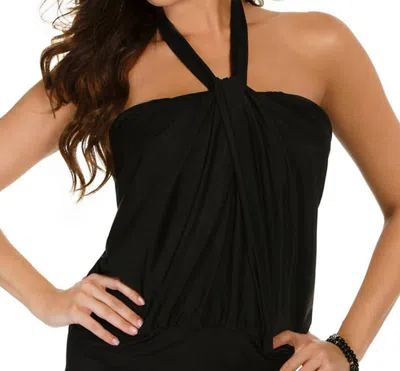 Miraclesuit Halter Blouson Underwire Tankini Top In Black In Black