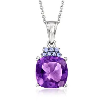 Ross-simons Amethyst And . Tanzanite Pendant Necklace In Sterling Silver In Multi