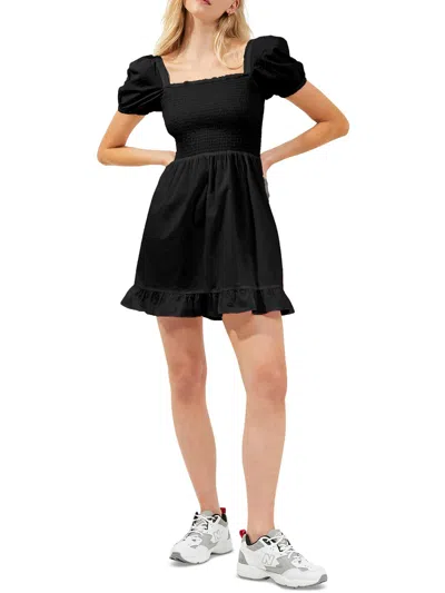 Shop French Connection Armina Womens Cotton Short Mini Dress In Black