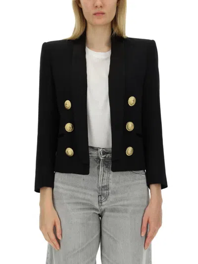 Balmain Crepe Jacket In Black