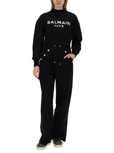 Shop Balmain Sweatshirt With Logo In Black