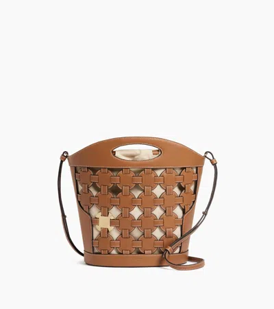 Le Tanneur Sac Seau Le Potier En Toile Coton Et Cuir Lisse In Brown