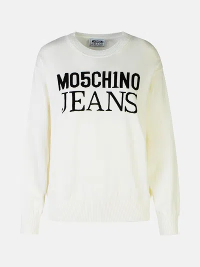 Moschino White Cotton Sweater In White