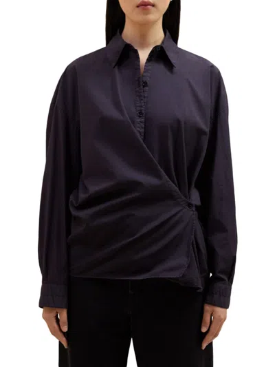 Shop Lemaire Women's Twisted Cotton Shirt In Dark Navy