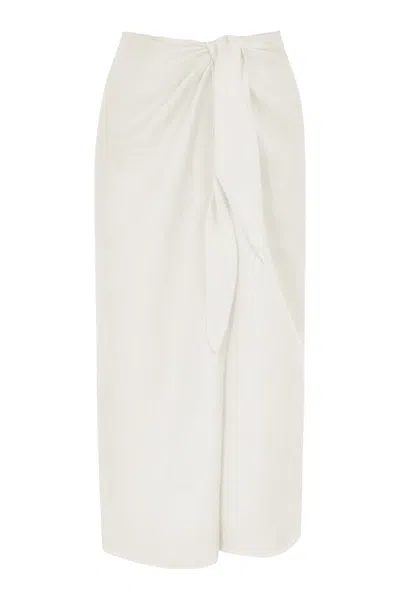 ANEMOS THE WRAP MIDI SKIRT COVER UP IN LINEN CUPRO BLEND 
