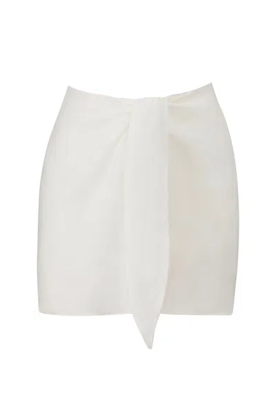 Anemos Wrap Mini Skirt Cover Up In Linen Cupro Blend In White