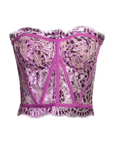Dolce & Gabbana Pink Bustier Sleeveless Corset Blouse Top In Magenta