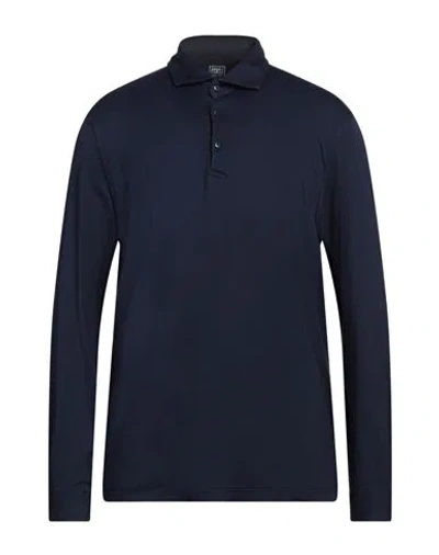 Fedeli Long Sleeve Polo In Organic Cotton In Blue