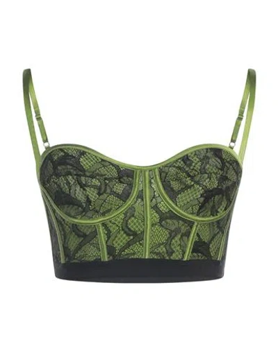 Del Core Woman Top Military Green Size L Nylon, Viscose, Silk, Elastane In Green