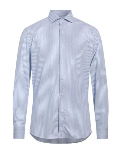 Caruso Man Shirt Sky Blue Size 17 Cotton In Blue