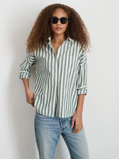 Alex Mill Jo Shirt In Positano Stripe In Green/off White