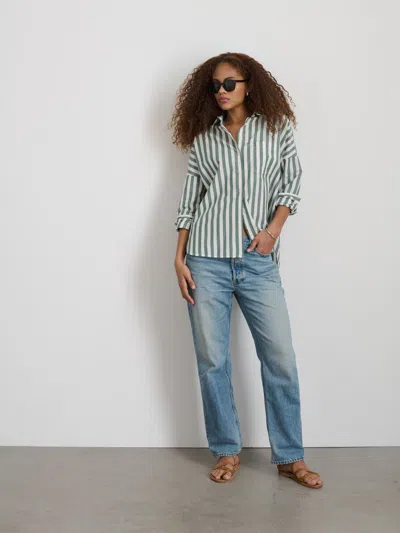 Alex Mill Jo Shirt In Positano Stripe In Green/off White