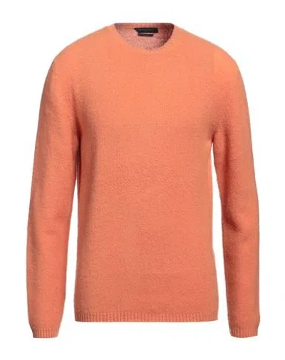 Daniele Fiesoli Man Sweater Orange Size L Merino Wool In Orange