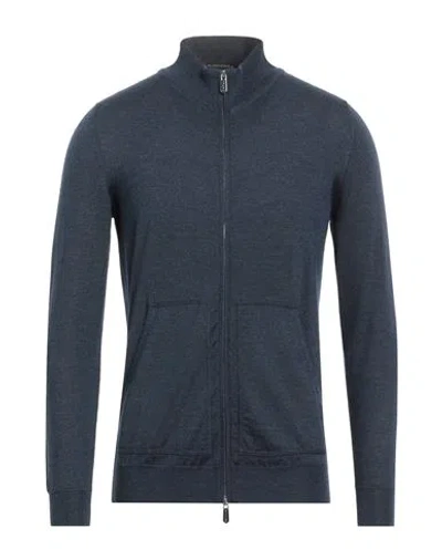 Svevo Man Cardigan Slate Blue Size 44 Cashmere, Silk In Blue