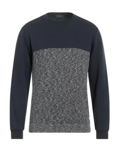 Zanone Man Sweater Midnight Blue Size Xxl Cotton In Blue