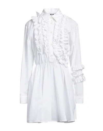 Msgm Woman Mini Dress White Size 6 Cotton In White