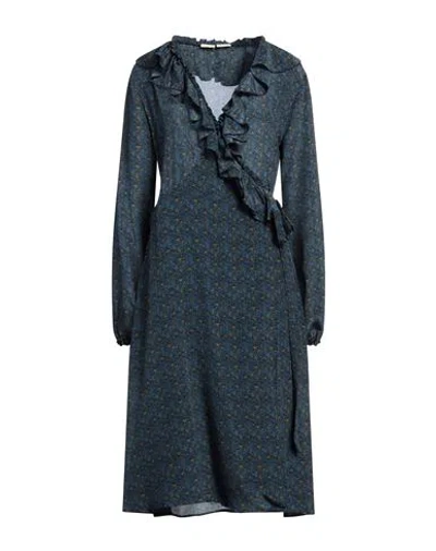 Massimo Alba Woman Midi Dress Navy Blue Size L Silk In Navy Blue